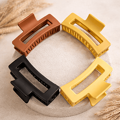 4 in 1 Matte Rectangle Hair Claw Clips for Women & Girls