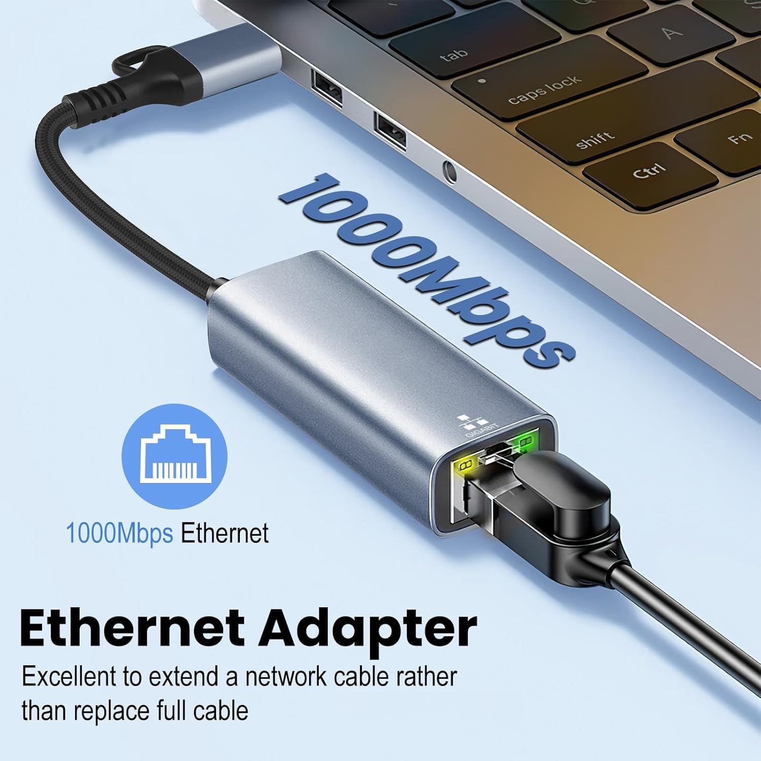 Ethernet Adapter USB 3.0 + Type-C to RJ45 I 100/1000 MBPS Network LAN Speed I for Laptop, Desktop, Gaming Console,Chromebook and MacBook I Fully Metal Body Ethernet Adapter USB 3.0 + Type-C to RJ45 I 100/1000 MBPS Network LAN Speed I for Laptop, Desktop, Gaming Console,Chromebook and MacBook I Fully Metal Body
