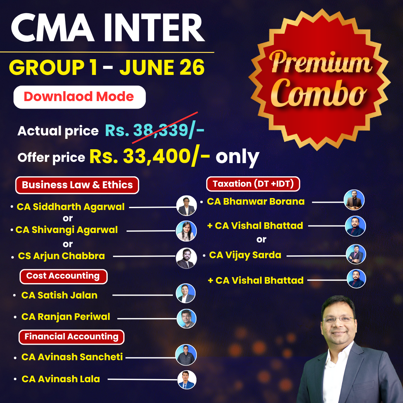 CMA Inter Group 1 Combo June 25 - Student Jaise Chahey - Download Mode - Premium CMA Inter Group 1 Combo June 25 - Student Jaise Chahey - Download Mode - Premium