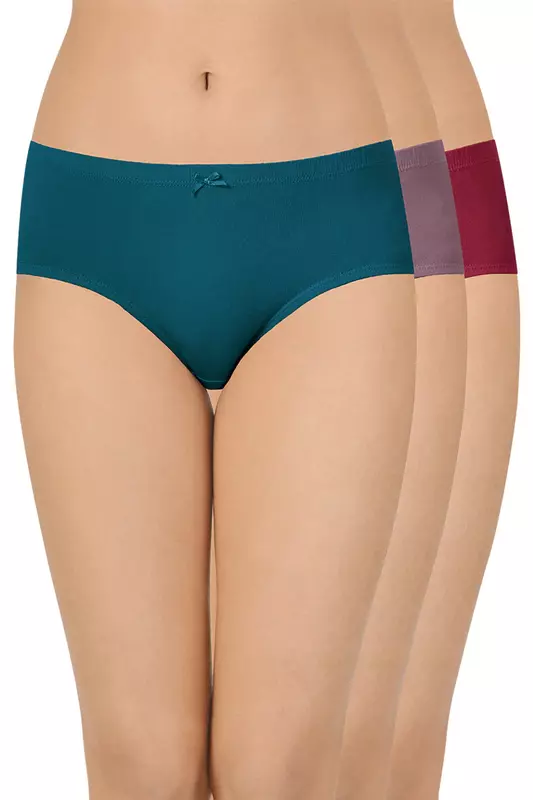Amante Inner Elastic Solid Mid Rise Hipster Panty - (Pack of 3)- 43005(Shipped Assorted)