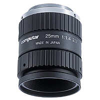 Computar 25mm M2514-MP2 C-Mount Lens close-up with iris lock ring and focus scale