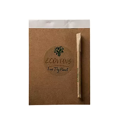 Conference event kit with notepad and kraft seed pen for corporate events