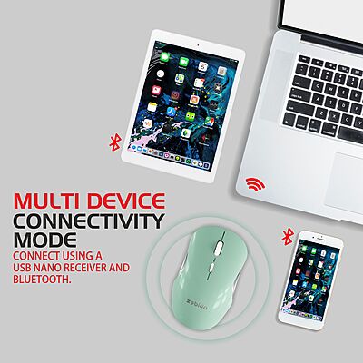 MOUSE CORDLESS ZEBION CONNECT-3(COOL GREEN)