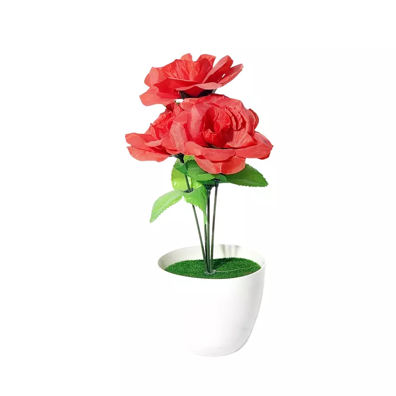 Artificial Potted Plant with Red Roses