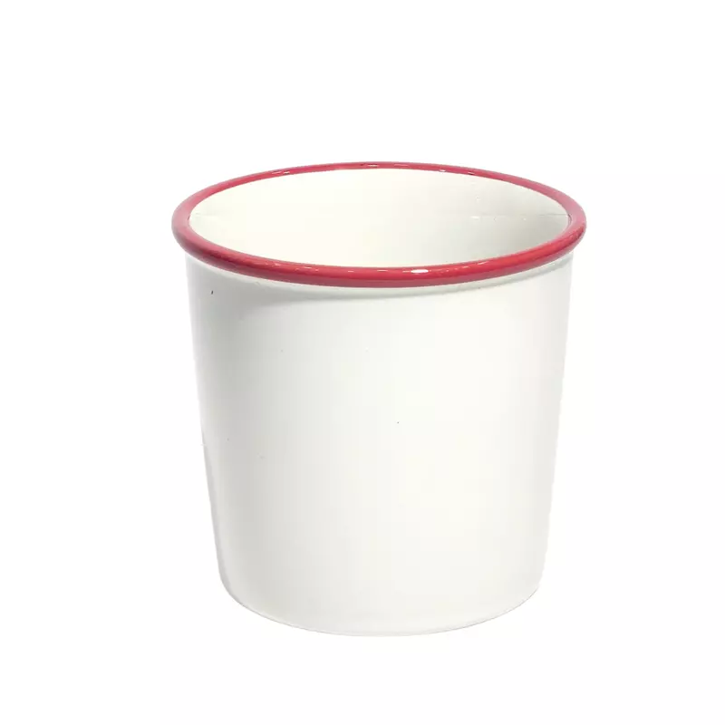 White & Red Enamel Beaker Cup Multipurpose