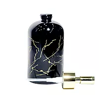 Black Glass Soap Dispenser with Gold Detailing