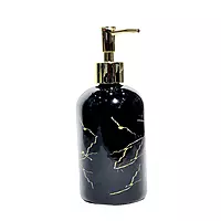 Black Glass Soap Dispenser with Gold Detailing