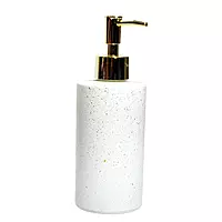 White Ceramic Soap Dispenser with Dotted Pattern