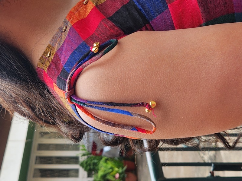 Shanthi's  Easy Fit & Flare Sleeve-Less Dress in Madras Checks - Black Hues