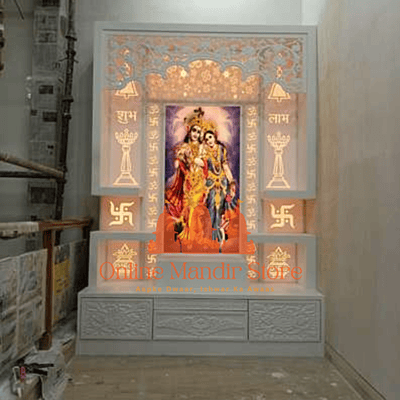 Radha Krishan Full Corian Mandir with Backlight Radha Krishan Full Corian Mandir with Backlight