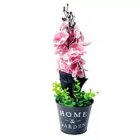 Artificial Pink Orchid Plant with Decorative 'HOME & GARDEN' Pot