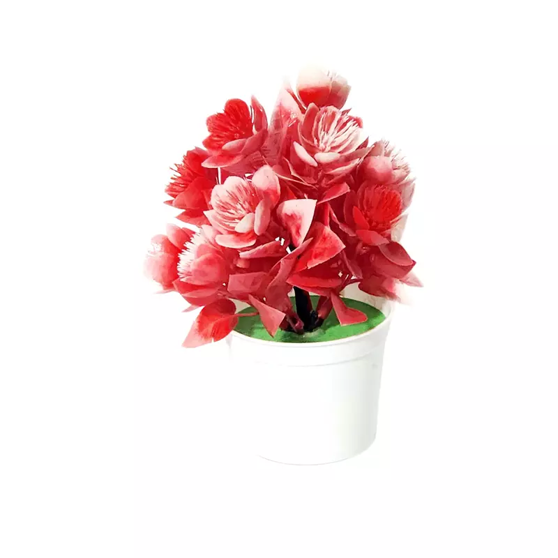 Artificial Potted Plant with Red Flowers