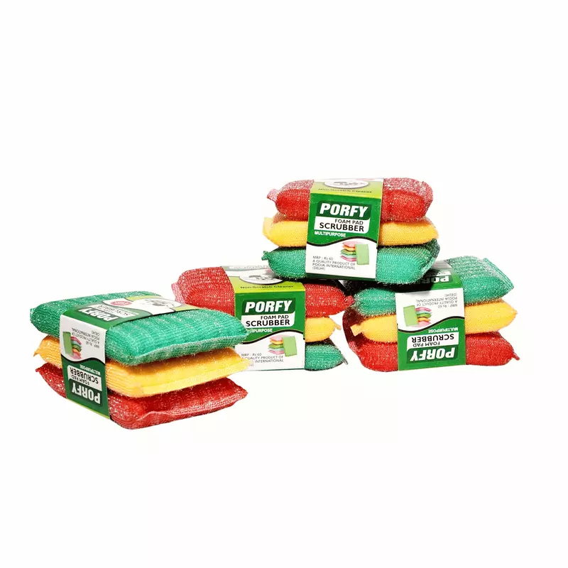 Multicolored Foam Scrubber Pads 12 Pcs