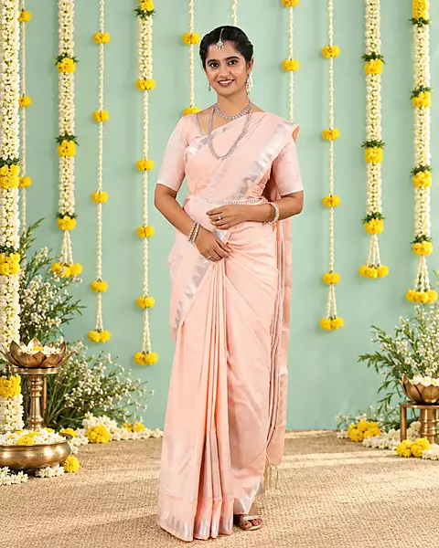 Heritage Imprints Saree - Pastel Coral