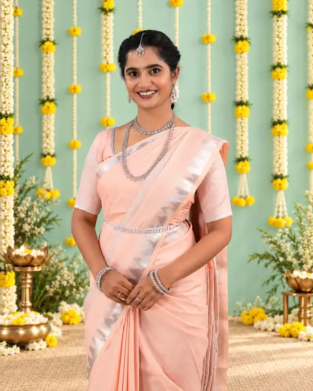 Heritage Imprints Saree - Pastel Coral