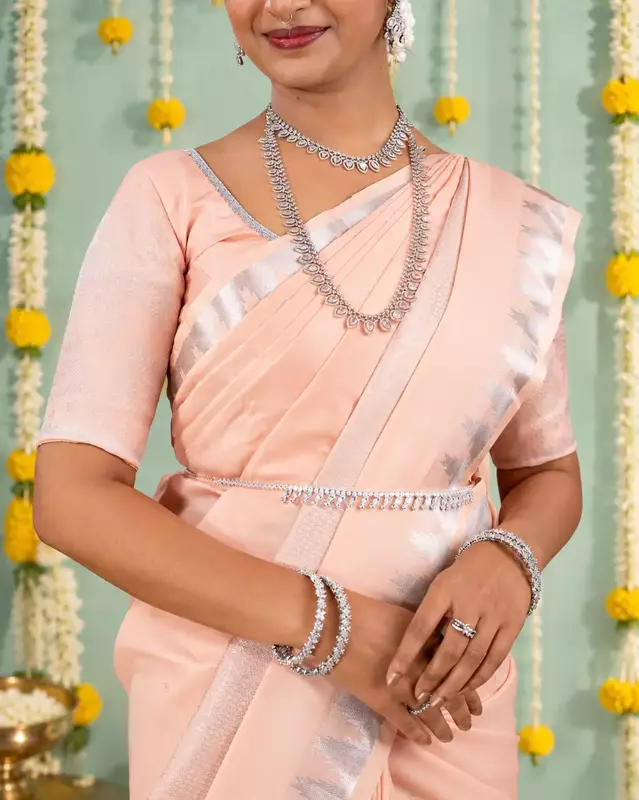 Heritage Imprints Saree - Pastel Coral