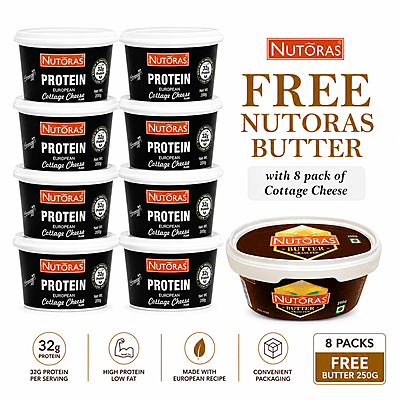 Nutoras Protein Cottage Cheese - 8 Packs(Free Butter)