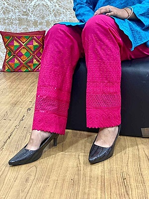 Cotton Chikan Palazzo - Magenta