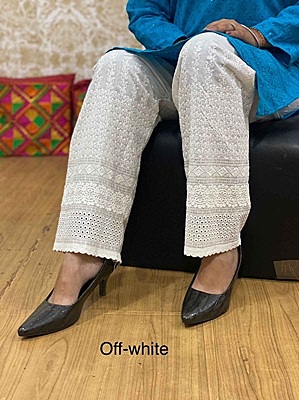 Cotton Chikan Palazzo - OffWhite