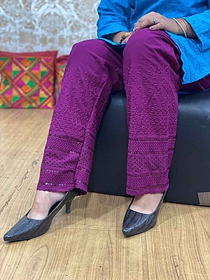 Cotton Chikan Palazzo - Wine