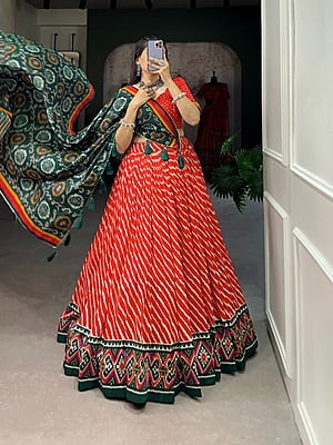 Cotton Festive Fusion Lehenga Catalogue 4-DarkSaffron-2