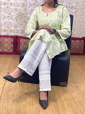 Cotton Lucknowi Chikan Palazzo-Pista