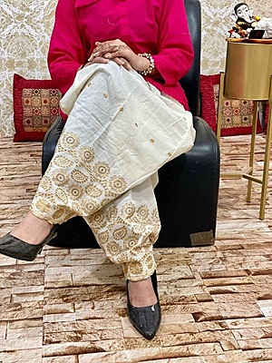 Cotton Zari Salwar-OffWhite-2