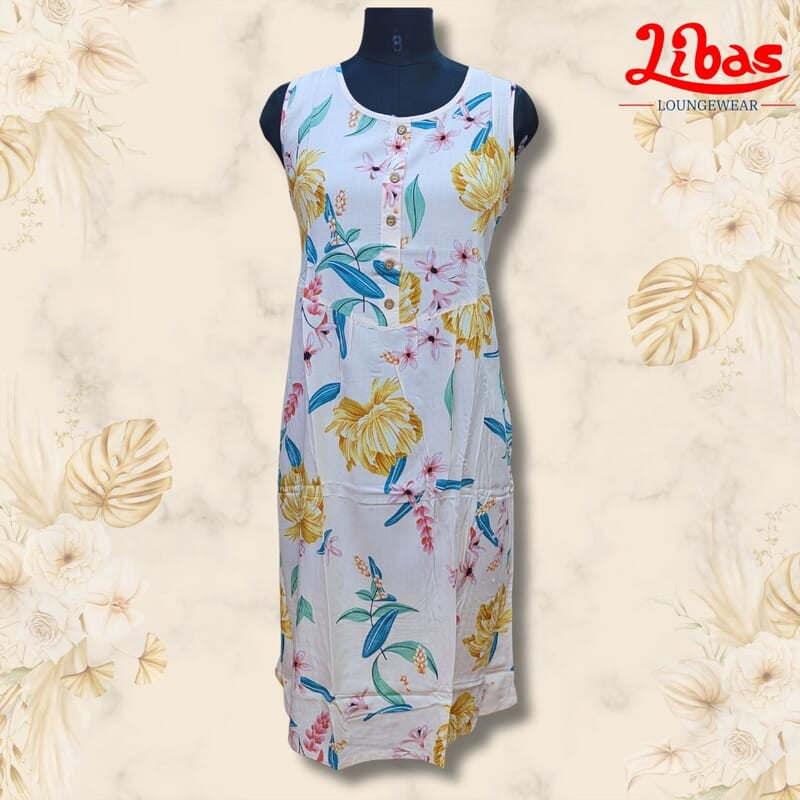 Lite Pink Soft Cotton Short Nighty With Floral Print All Over From Libas Loungewear - SHN079 Lite Pink Soft Cotton Short Nighty With Floral Print All Over From Libas Loungewear - SHN079