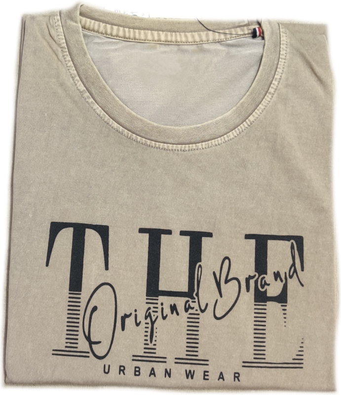 Cream Wash Round Neck Tshirt