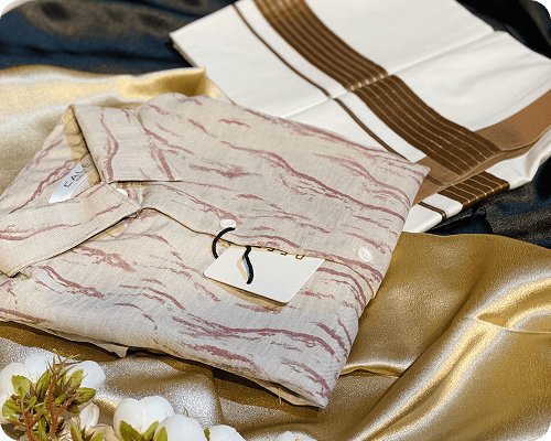 Cream Shirt with Brown Border Dhoti