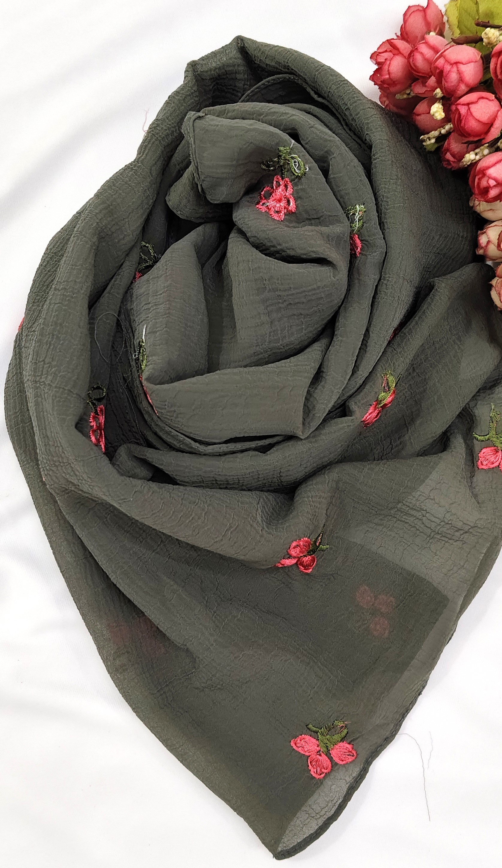 Crinkle Cotton With Flowers