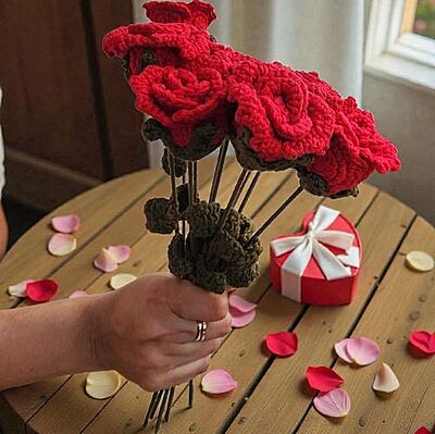 Crochet Red Rose