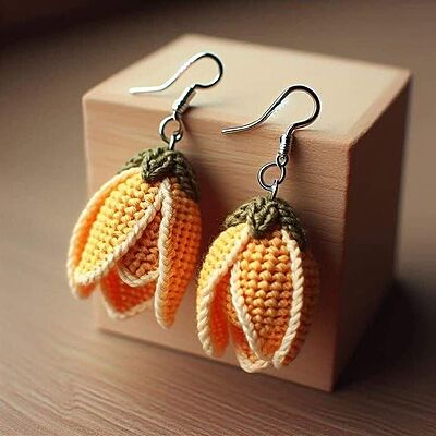 Handmade Crochet Flower Drop Earrings Handmade Crochet Flower Drop Earrings