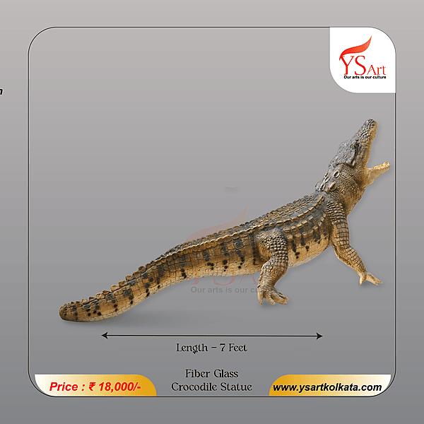 Life-Size Handcrafted Fiber Glass Crocodile Statue for Outdoor & Theme Park Display