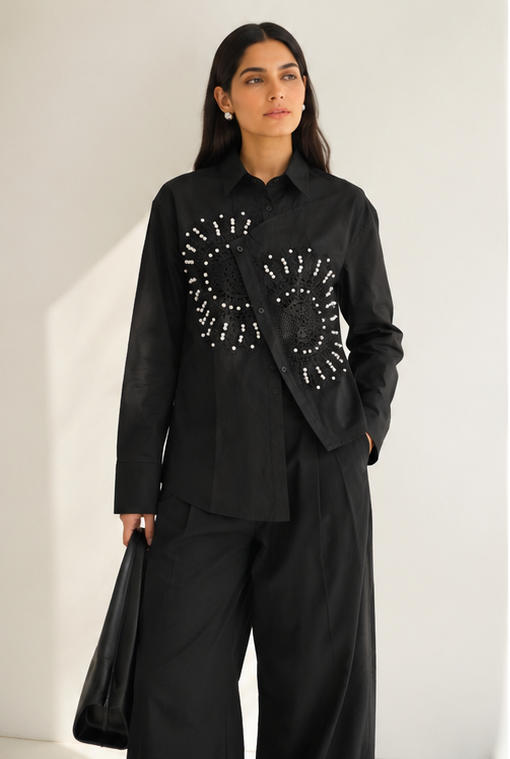 Cross Pattern Collar Shirt