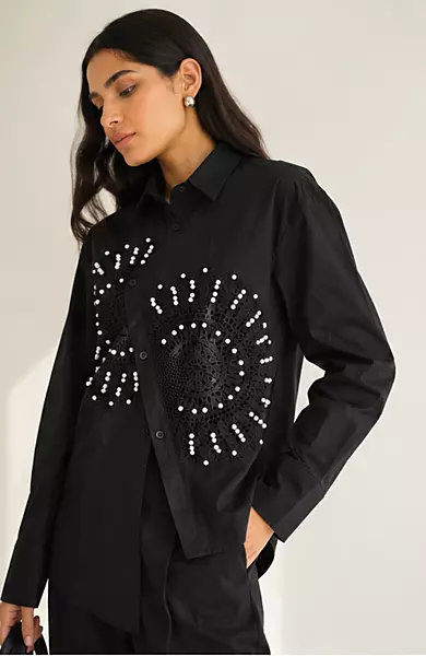 Cross Pattern Collar Shirt
