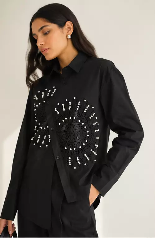 Cross Pattern Collar Shirt