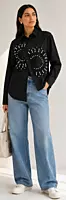 Cross Pattern Collar Shirt