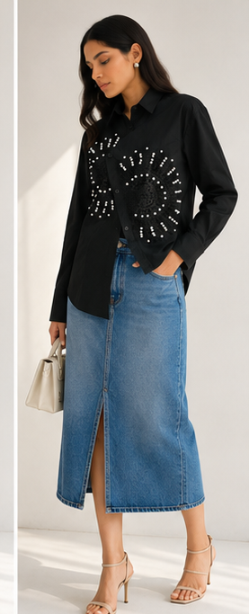 Cross Pattern Collar Shirt