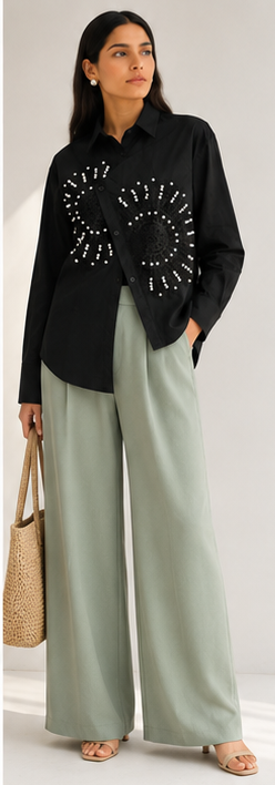 Cross Pattern Collar Shirt