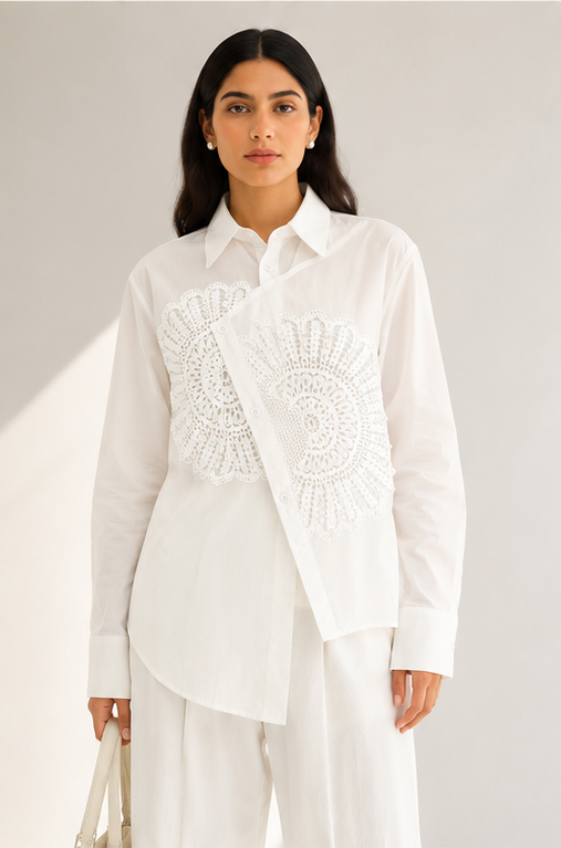 Cross Pattern Collar Shirt