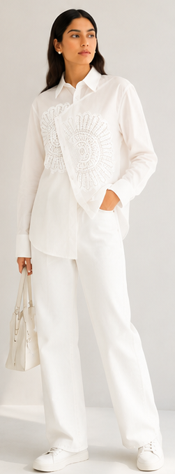 Cross Pattern Collar Shirt