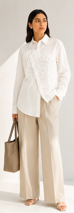 Cross Pattern Collar Shirt