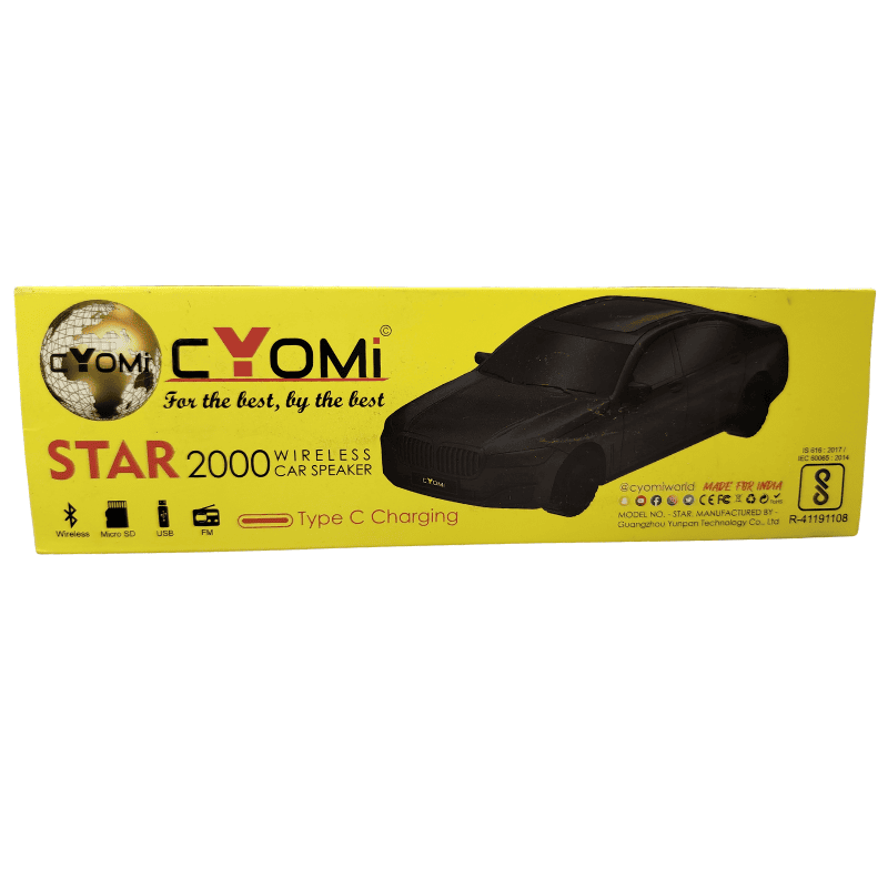 Cyomi Star 2000 Car Wireless Speaker – Bluetooth Audio, Compact Design, Black