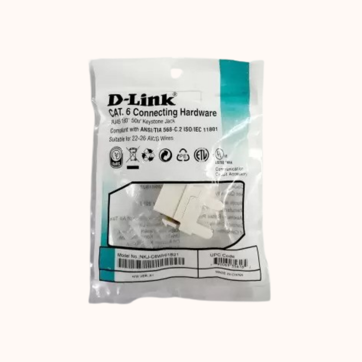 D Link Cat6 Lan Keyston I/O (KJ-C6WHI1B21)