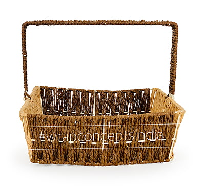 Brown Square Basket with Movable Handle