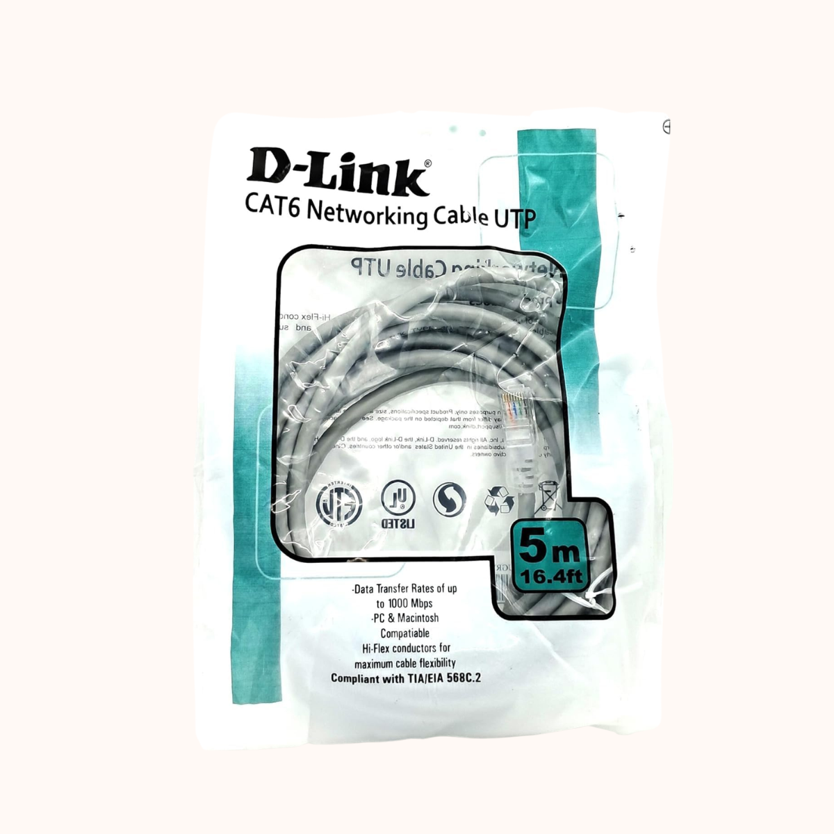 D-Link CAT6 Patch Cord 5 MTR (NCB 6AUGRYR1)