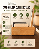 D11 Bamboo Card Holder Cum Pen Stand