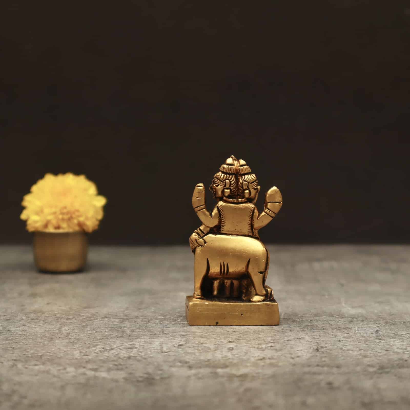 Brass Lord Dattatreya Idol - 3 inch Height | Revered Brass Idol of Lord Dattatreya for Spiritual Enlightenment