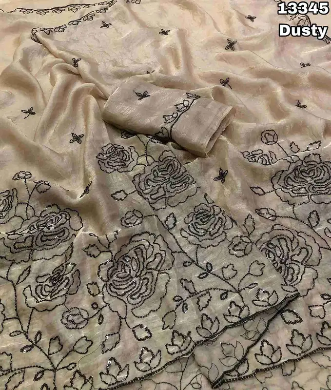 Myra Space Silk Black Embroidered Saree